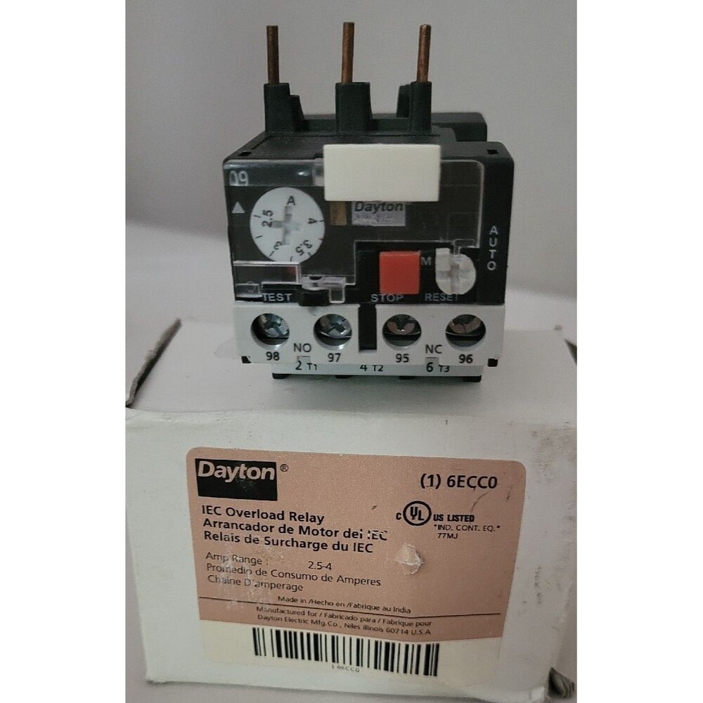 DAYTON 6ECC0 Overload Relay 2.50 to 4A Class 10 3P